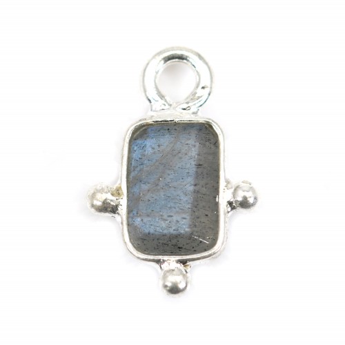 Conjunto de charme labradorite rectângulo em prata 925 8x12mm x 1pc