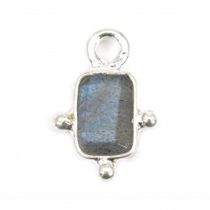 Labradorita rectángulo encanto conjunto en plata 925 8x12mm x 1pc