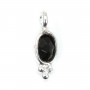 Charm ovale sfaccettato di onice nero in argento 925 4x11 mm x 1 pz