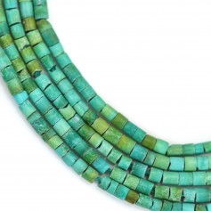 Turquoise reconstituée bleu-vert, en forme de tube, 1.0mm x 37cm