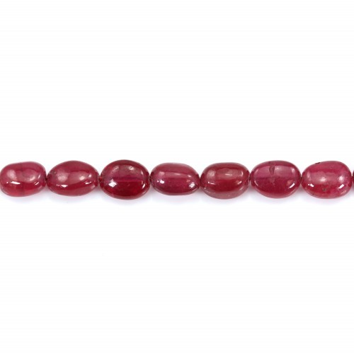 Rubí rojo tratado oval barroco 5-7x7-9mm x 5cm (7pcs)
