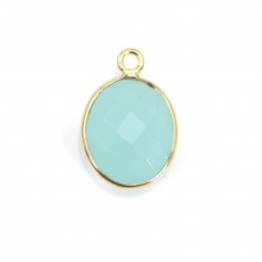 Calcédoine ovale facettée sertie sur argent doré 11x13mm x 1pc