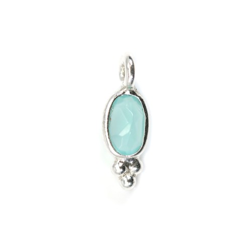 Chalcedon Charm, oval facettiert, gefasst 925er Silber 4x11mm x 1Stk