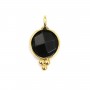 Conjunto de Encantamento Facetado Preto Onyx Redondo em 925 Sterling Silver GOLD 7x13mm x 1pc