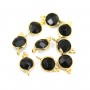 Charm sfaccettato rotondo di onice nero in argento sterling 925 ORO 7x13 mm x 1 pz