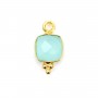 Chalcedon Charm quadratisch facettiert mit eingefasstem Silber 925 vergoldet 7x13mm x 1St