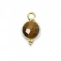 Tiger eye charme redondo facetado em prata esterlina 925 com revestimento de ouro 7x13mm x 1pc