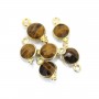 Tiger eye charme redondo facetado em prata esterlina 925 com revestimento de ouro 7x13mm x 1pc