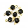 Onyx negro redondo facetado Charm conjunto en plata de ley 925 ORO 7x13mm x 1pc