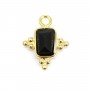 Onyx negro rectángulo Charm conjunto en plata de ley 925 ORO 10x13mm x 1pc