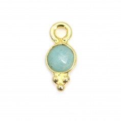 Breloque Amazonite ronde facettée serti argent 925 doré à l'or fin 5x11mm x 1pc