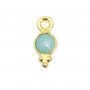 Ciondolo rotondo sfaccettato di amazzonite in argento 925 con placcatura in oro 5x11 mm x 1 pezzo