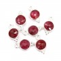 Encantamento de pedra redonda facetada tratada com rubi, em prata 925 7x13mm x 1pc