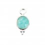 Breloque en Amazonite ronde facettée serti argent 925 7x13mm x 1pc