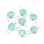 Amazonita redonda facetada Charm set en plata 925 7x13mm x 1pc
