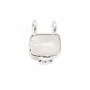 Rectangle Moonstone Charm set in 925 silver - 2 rings - 8x10mm x 1pc