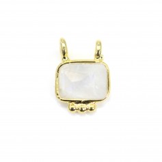 Piedra de luna rectángulo encanto conjunto en plata dorada 925 - 2 anillos - 8x10mm x 1pc