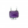 Amethyst rechteckiger Charm mit gefasstem Rand 925er Silber - 2 Ringe - 8x10mm x 1St