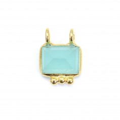 Ciondolo in calcedonio rettangolo in argento dorato 925 - 2 anelli - 8x10 mm x 1 pezzo