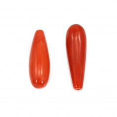Corail Rouge Naturel goutte semi percé 7x21mm x 1pc