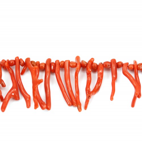 Natural red coral baroque tube x 50cm