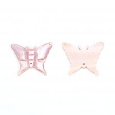 Nacre rose en forme de papillon 21x26mm x 1pc