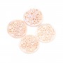 Nacre rose et ronde fleurs et papillons ajourés 18mm x 1pc