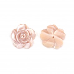 Nacre rose semi-percée en forme de fleur 20mm x 1pc