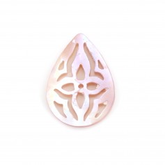 Nacre rose ajourée en forme de goutte 10x14mm x 1pc