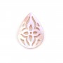 Nacre rose ajourée en forme de goutte 10x14mm x 1pc