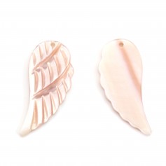 Nacre rose en forme d'aile 10x22mm x 1pc