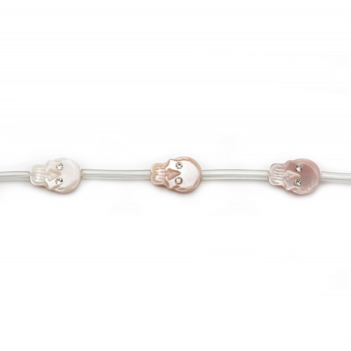 Tête de mort en nacre rose 8x12mm x 1pc