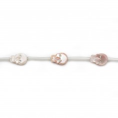 Tête de mort en nacre rose 8x12mm x 1pc