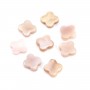 Nacre rose en forme de trèfle 10mm x 4 pcs