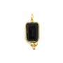Black Onyx Charm Rechteck mit eingefasstem Silber 925 vergoldet 5x13mm x 1St