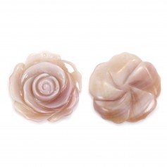 Nacre rose fleur  semi-percés 25mm x 1pc