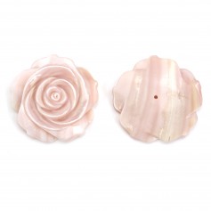 Nacre rose semi-percée en forme de rose 30mm x 1pc