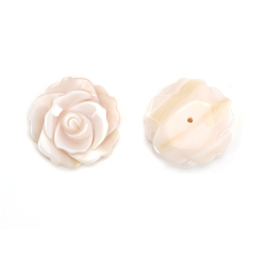 Nacre rose semi-percée en forme de rose 20mm x 1pc