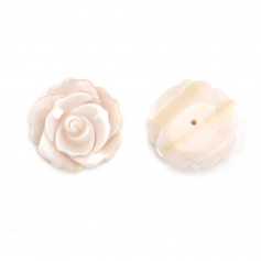 Nacre rose semi-percée en forme de rose 20mm x 1pc