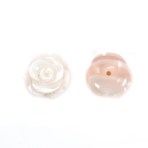 Nacre rose semi-percée en forme de rose 10mm x 1pc