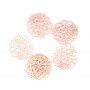 Nacre rose ajourée motif floral 18mm x 1pc