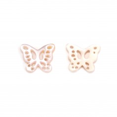 Nacre rose ajourée en forme de Papillon 9.5x11.5mm x 1pc