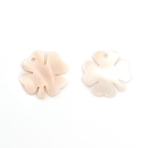 Pink mother-of-pearl four-leaf clover 13mm x 1pc