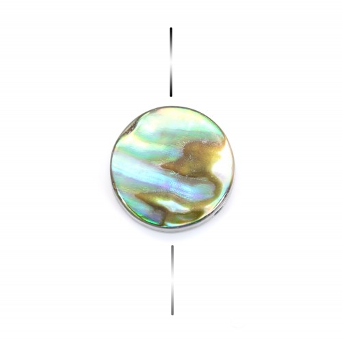 Abalone mother-of-pearl flat round beads 8mm  x 10 pcs