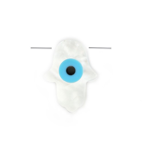 Nacre Blanche Nazar boncuk en forme de main 12 x16mm x 1pc