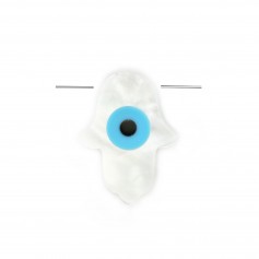 Nacre Blanche Nazar boncuk en forme de main 12 x16mm x 1pc