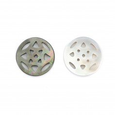 médaillon ajouré nacre grise rosace 12mm x 1pc