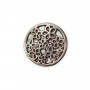 Nacre grise et ronde avec fleurs et papillons ajourés 18mm x 1pc