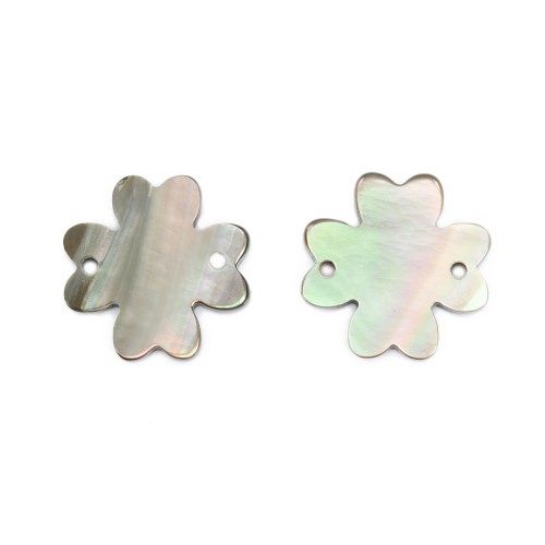 Nacre grise en forme de trèfle à 4 feuilles 12mm x 1pc