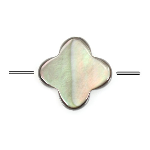 Gray mother-of-pearl clover beads 10mm x 4 pcs